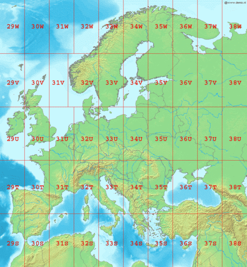 Zone UTM per l'Europa