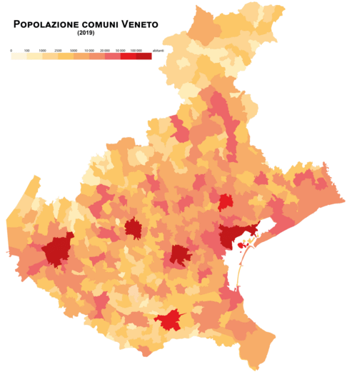 popolazione dei comuni del Veneto