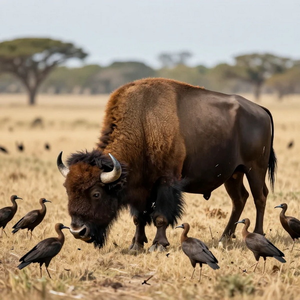 bisonte e uccelli