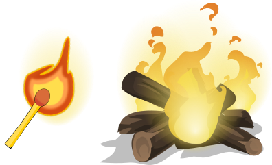 fiammifero e falò