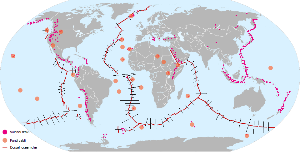 Distribuzione dei vulcani nel mondo